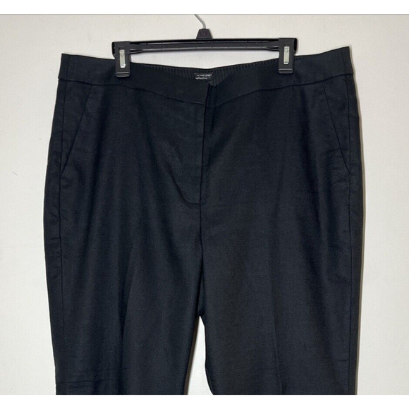 J Crew Kate Pants Womens 16 Black Straight Leg Pant Stretch Linen Blend Lined - Picture 3 of 10